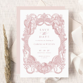 Elegante  Barok Bloemen Huwelijk Save Date Kaart