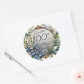Elegante Barok Bloemen Lijst 100ste Verjaardag Par Ronde Sticker (Envelop)