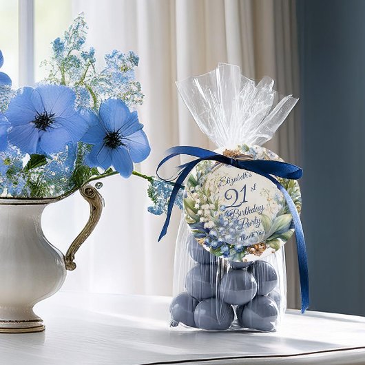 Elegante Barok Bloemen Lijst 21ste Verjaardag Part Bedankjes Labels