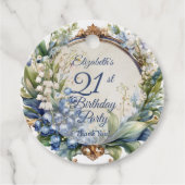 Elegante Barok Bloemen Lijst 21ste Verjaardag Part Bedankjes Labels (Voorkant)