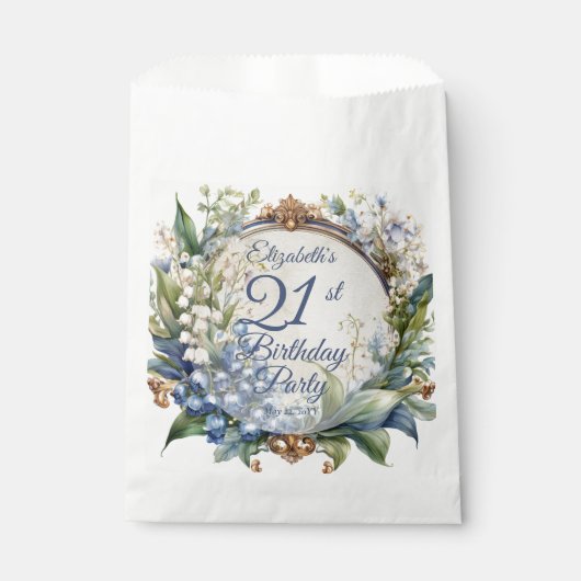 Elegante Barok Bloemen Lijst 21ste Verjaardag Part Bedankzakje (Voorkant)