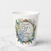 Elegante Barok Bloemen Lijst 21ste Verjaardag Part Papieren Bekers (Achterkant)