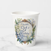 Elegante Barok Bloemen Lijst 21ste Verjaardag Part Papieren Bekers (Voorkant)
