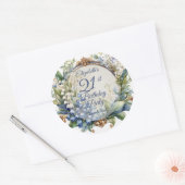 Elegante Barok Bloemen Lijst 21ste Verjaardag Part Ronde Sticker (Envelop)