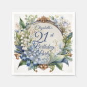 Elegante Barok Bloemen Lijst 21ste Verjaardag Part Servet (Voorkant)