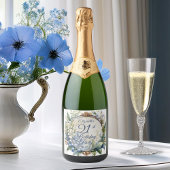 Elegante Barok Bloemen Lijst 21ste Verjaardag Part Sparkling Wijnetiket