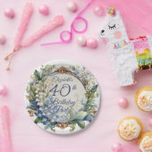 Elegante Barok Bloemen Lijst 40ste Verjaardag Part Papieren Bordje (Feest)