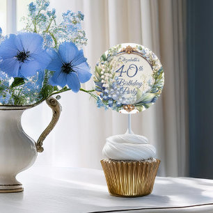 Elegante Barok Bloemen Lijst 40ste Verjaardag Part Ronde Sticker