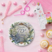 Elegante Barok Bloemen Lijst 70ste Verjaardag Part Papieren Bordje (Feest)