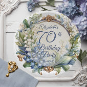 Elegante Barok Bloemen Lijst 70ste Verjaardag Part Papieren Bordje