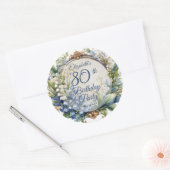 Elegante Barok Bloemen Lijst 80ste Verjaardag Part Ronde Sticker (Envelop)