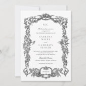 Elegante  Barok Bloemen Lijst bruiloft Kaart (Voorkant)