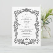 Elegante  Barok Bloemen Lijst bruiloft Kaart (Staand voorkant)