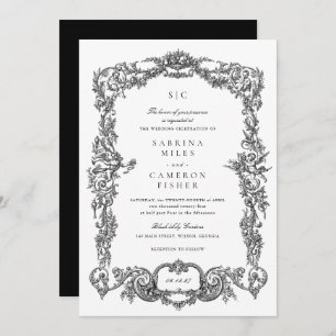 Elegante Barok Bloemen Lijst bruiloft Kaart