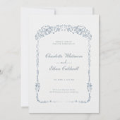 Elegante Barok Bloemen Lijst bruiloft Kaart (Voorkant)