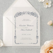 Elegante Barok Bloemen Lijst bruiloft Kaart