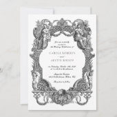 Elegante  Barok Bloemen Toile Lijst bruiloft Kaart (Voorkant)