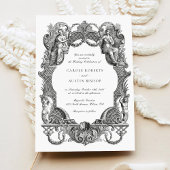 Elegante  Barok Bloemen Toile Lijst bruiloft Kaart