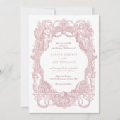 Elegante  Barok Blush Toile Lijst bruiloft Kaart (Voorkant)