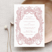 Elegante  Barok Blush Toile Lijst bruiloft Kaart