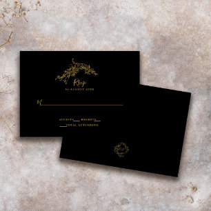 Elegante Barok Chinoiserie Vintage Goud/Zwart RSVP Kaartje