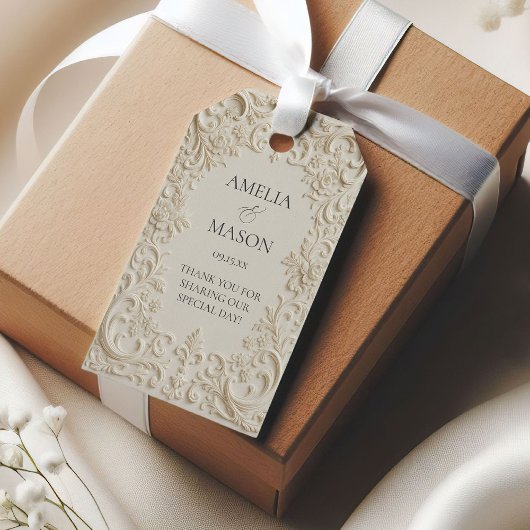 Elegante Barok geprägde stijl bruiloft Cadeaulabel
