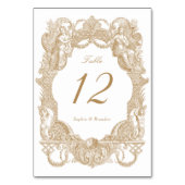 Elegante  Barok Gold Toile Lijst bruiloft Kaart (Achterkant)