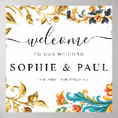 Elegante Barok Goud Blauwgroen bruiloft Welkomstbo Folie Afdrukken (Voorkant)