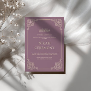 Elegante Barok Goud Stof Purper Nikah Ceremonie Kaart