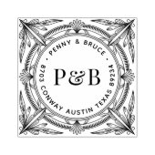 Elegante Barok Houten Retouradres Stempel (Afrduk)
