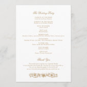 Elegante Barok Lijst Toile Gold Wedding Programmakaart (Achterkant)