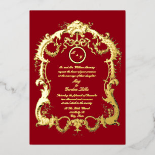 Elegante Barok Rococo 1746 Frame Rand Huwelijk Folie Uitnodiging