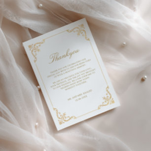 Elegante Barok Rococo Lijst Gouden Script Trouwdag Bedankkaart