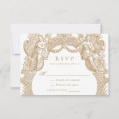 Elegante  Barok Toile Lijst bruiloft RSVP Kaart (Voorkant)