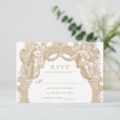 Elegante Barok Toile Lijst bruiloft RSVP Kaart (Staand voorkant)
