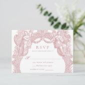 Elegante  Barok Toile Lijst bruiloft RSVP Kaart (Staand voorkant)