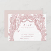 Elegante  Barok Toile Lijst bruiloft RSVP Kaart (Voorkant / Achterkant)