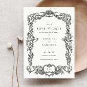 Elegante Barok Toile Lijst Save the Date Kaart