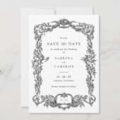Elegante Barok Toile Lijst Save the Date Kaart (Voorkant)