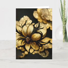 Elegante barok zwart & gouden bloemkaart bedankkaart