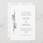 Elegante Barok Zwart Wit Bloemen Formele bruiloft Kaart (Voorkant / Achterkant)