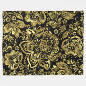 Elegante barokbloemendamast in goud & zwart fleece deken (Voorkant (Horizontaal))