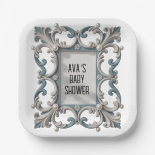 Elegante Barokke Baby Boy Douche Papieren Bordje