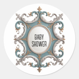 Elegante Barokke Baby Boy Douche Ronde Sticker