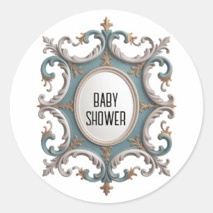 Elegante Barokke Baby Boy Douche Ronde Sticker