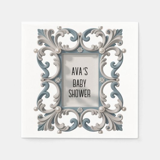 Elegante Barokke Baby Boy Douche Servet (Voorkant)