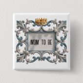 Elegante Barokke Baby Boy Douche Vierkante Button 5,1 Cm (Voorkant)