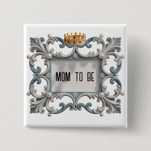 Elegante Barokke Baby Boy Douche Vierkante Button 5,1 Cm (Voorkant)