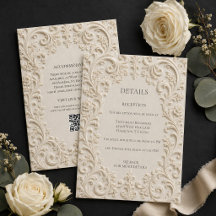 Elegante Barokke Bloem Bruiloft Enclosure Kaart