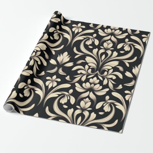 Elegante barokke bloem cadeaupapier (Uitgerold)